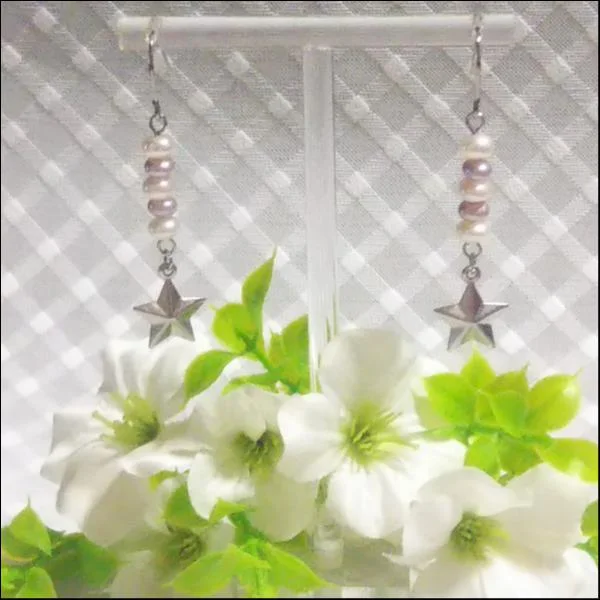 淡水パールピアス/星