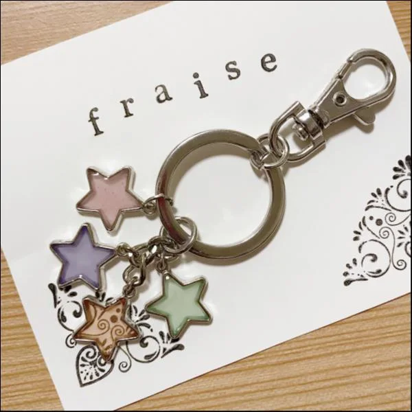 キラキラカラフルお星様キーホルダー★(ミルキーカラー)