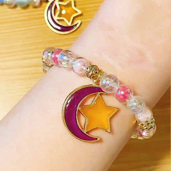 キラキラビーズ&ゴールドロンデルのブレスレット☆(お星様チャーム付き)
