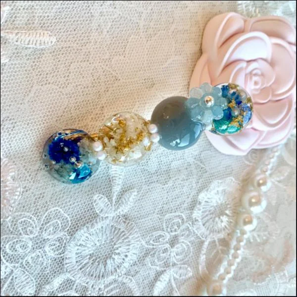 まんまるヘアクリップ(ブルー)