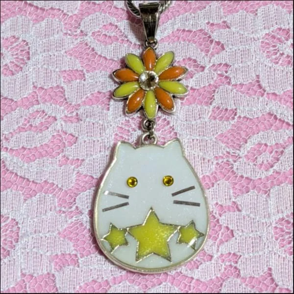 バッグチャーム【白猫/フラワー】