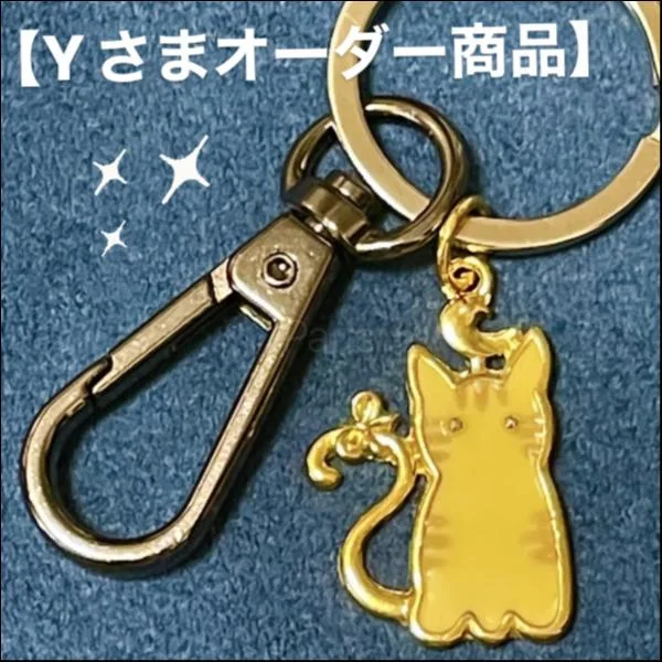 三毛猫ちゃん★ブラックシルバーカラーステンレス合金カラビナ(オーダー商品)