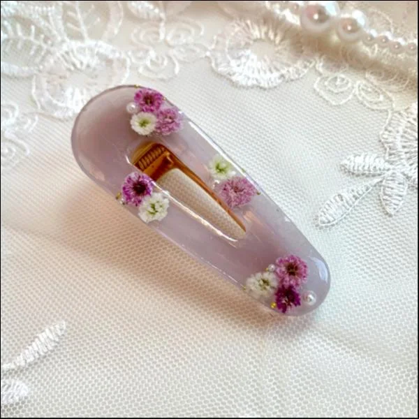 かすみ草のヘアクリップ(パープル)