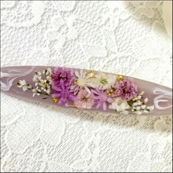 お花たくさんヘアクリップ(パープル)