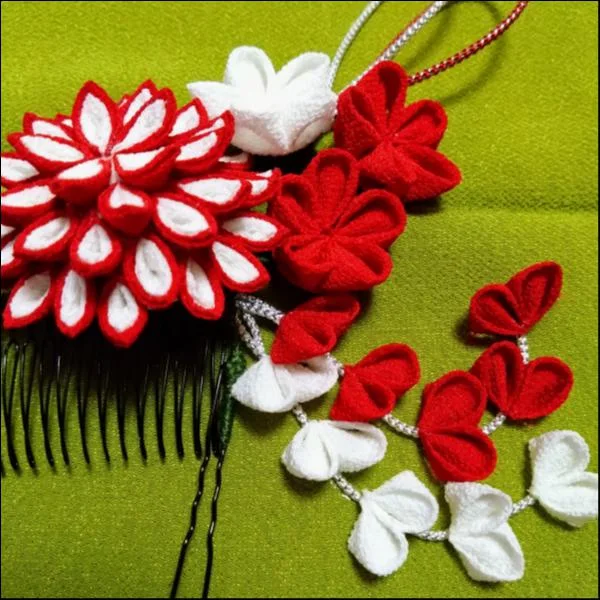 つまみ細工セット(紅白)