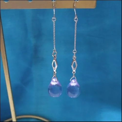 パープルガラス一粒ピアス