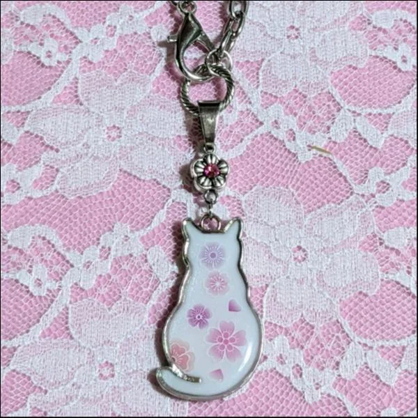 バッグチャーム【白猫】/シルバー