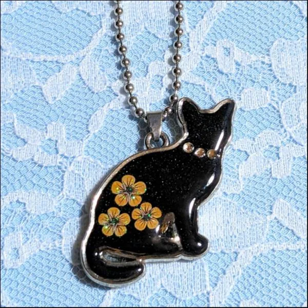 猫レジンボールチェーンキーホルダー/黒猫