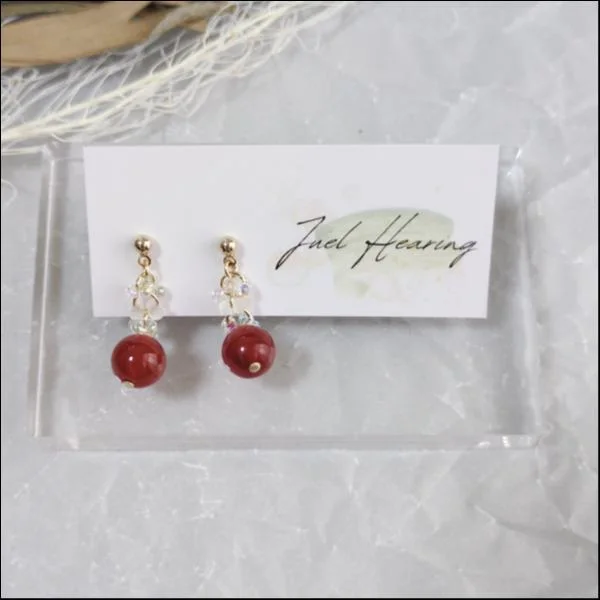 カーネリアン＆ファルファーレビーズピアス