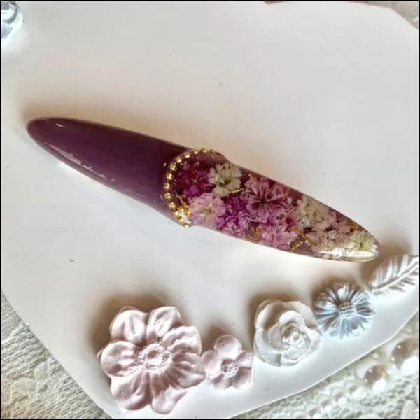 かすみ草たっぷりヘアクリップ(パープル)