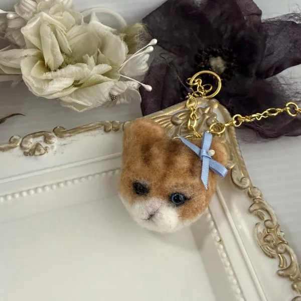 羊毛フェルト バッグチャーム猫(茶トラ)