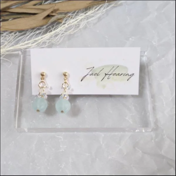 アクアマリン＆ファルファーレビーズピアス