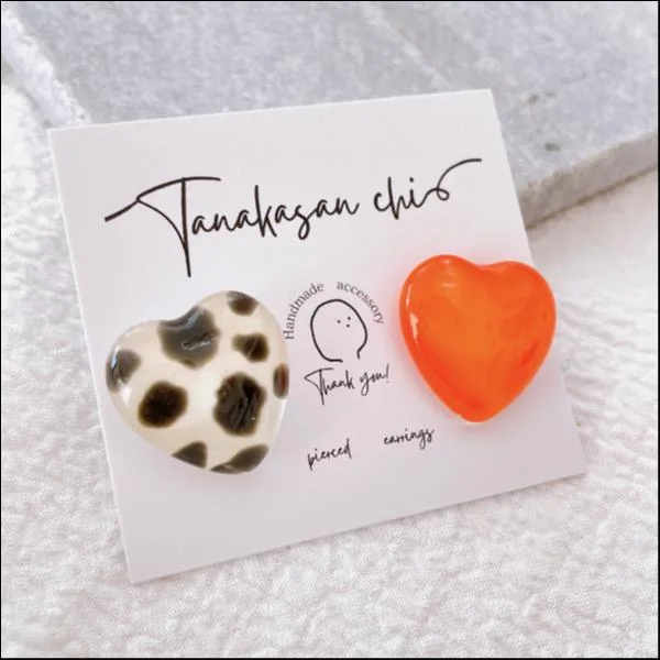 ハンドメイド♡レジンピアス(オレンジ)