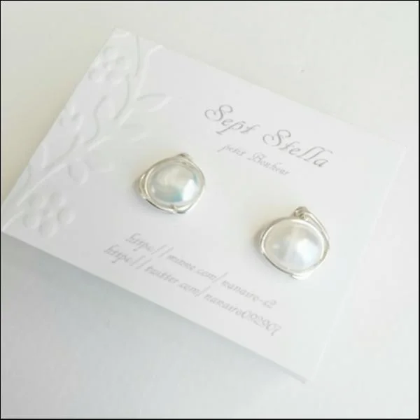 Silver925 一粒ピアス-淡水パール-
