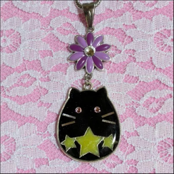 バッグチャーム【黒猫/フラワー】