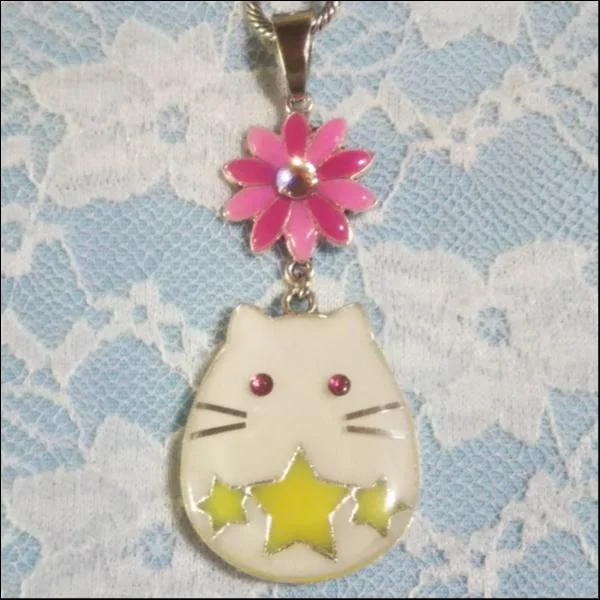 猫レジンバッグチャーム/ホワイト