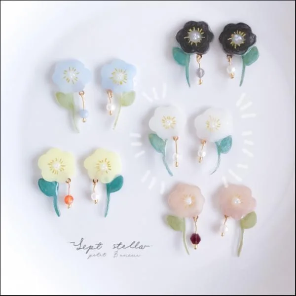fleurir white イヤリング