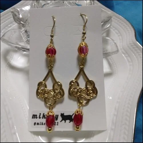 水引風ピアス(レッド)